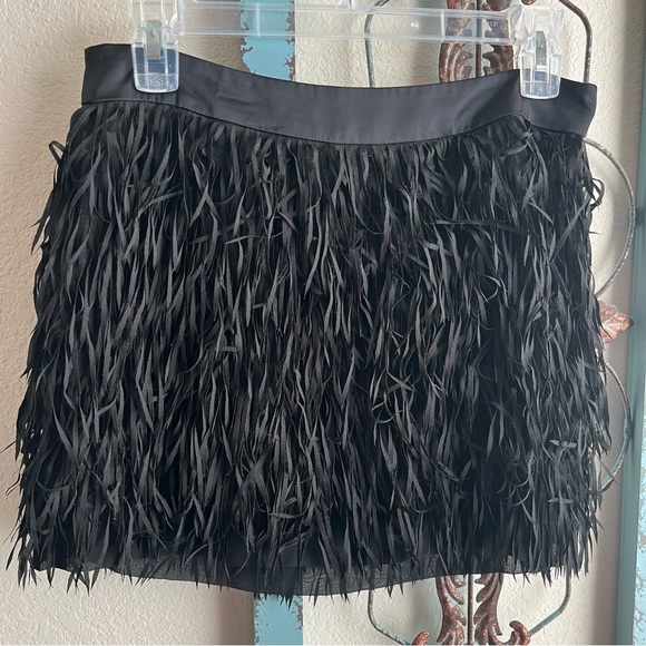 Express Black Fringe Mini Skirt - Picture 3 of 10